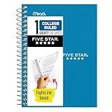 Five Star Spiral Notebook, 1 Subject, College Ruled Paper, 7" x 4-3/8", Personal Size, 80 Sheets, Blue (450048CG1-ECM)