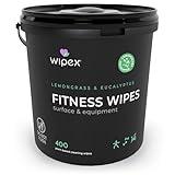 Wipex Gym Wipes Fitness Equipment Wipes, Plant-Based Cloth - Lemongrass, Eucalyptus and Vinegar Wipes to Clean Surfaces, Safe Yoga Mat Cleaner Wipes, All Purpose Gym Cleaner, 400 Count