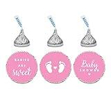 Andaz Press Chocolate Drop Labels Trio, Fits Kisses, Baby Shower, Pink, 216-Pack