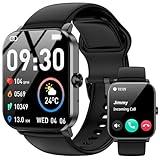 Smart Watch, 1.85" HD Smartwatch for Men Women(Answer/Make Calls), Fitness Watch with 120+ Sports Modes, IP68 Waterproof, Heart Rate/Sleep Monitor, Activity Trackers for iOS/Android (Black)