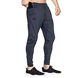 BROKIG Mens Lightweight Gym Jogger Pants,Men's Workout Sweatpants with Zip Pocket(Dark Gray,Small)