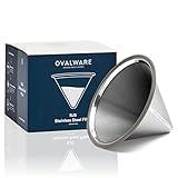 OVALWARE Paperless Stainless Steel Pour Over Coffee Filter – Reusable and Permanent Coffee Cone Dripper for Ovalware, Chemex, Hario and Other Carafes