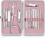 Utopia Care Manicure Kit Nail Clippers for Men and Women,15 Piece Professional Stainless Steel Manicure Set with Nail Kit, Pedicure Kit and Nail Care Grooming Kit with Luxurious Travel Case - Purple