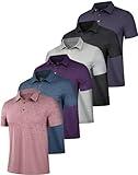 OYGSieg 6 Pack Mens Polo Shirts Performance Short Sleeve Golf Shirt Moisture Wicking Athletic Casual Collared T-Shirt SetA M