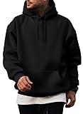 JMIERR Men's 2024 Hooded Cotton Collar Drawstring Hoodies Pullover Sweatshirts Casual Long Sleeve Shirts Quarter Sweater, US38(S), Black