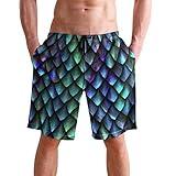 visesunny Cool Dragon Scale Pattern Beach Shorts for Men Summer Swim Trunks Sports Running Bathing Suits with Mesh Lining