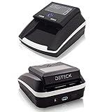 DETECK Portable Counterfeit Bill Detector Machine, Automatic 4-Way Direction USD & Euro Value Counting, Swift Counterfeit Money Detector UV/IR/MG for Small Businesses (Rechargeable Battery Included)