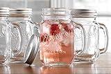 Mason Jar 16 Oz. Glass Mugs with Handle and Lid Set Of 4 - Home Essentials & Beyond - Old Fashioned Drinking Glass Bottles Original Mason Jar Pint Sized Cup Set.