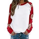 Womens Game Day Football Sweatshirt Game Day Sweatshirt for Women 2024 Fall Fashion Football Graphic Print Shirts Long Sleeve Pullover Sweatshirts