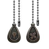 Dotlite Bronze Ceiling Fan Pull Chain Set, Decorative Fan Pull Chain Pendant Extension, 12 Inches Lighting & Fan Beaded Ball Chain Extender with Connector (2 Pack)