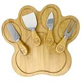 Pet Fit For Life - Paw Shaped Natural Bamboo Charcuterie Board - Wood Cutting Board/Cheese Board Set with 4 Matching Spreaders - Unique Gift Set For Any Occasion