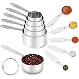 Joyhill Measuring Cups and Spoons Set of 10 Piece, Stainless Steel Measuring Cups Stackable, Nesting Metal Measuring Cups for Dry & Liquid Ingredients, Cooking & Baking