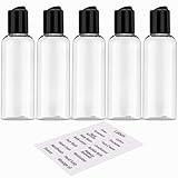 DNSEN 5 Pack 3.4 oz Travel Bottles for Toiletries TSA Approved Leakproof Plastic Empty Travel Size Bottles Containers with Labels