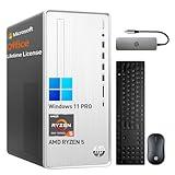 HP Desktop Computer Tower PC, AMD Ryzen 5 Pavilion Desktop Tower for Business and Gaming, 32GB RAM 1TB SSD, Lifetime Microsoft Office, Windows 11 Pro, Wi-Fi 6, Ethernet RJ-45, HDMI, USB-C