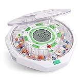 Live Fine 28-Day Automatic Pill Dispenser Clear Lid with Upgraded LCD Display and Key Lock, Sound & Light for Prescriptions, Medication, Vitamins, Supplements & More