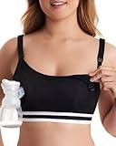 Momcozy Pumping Bra Hands Free, Upgraded Breast Pump Bra with Widened Band, Pumping Nursing Bra in One, Adjustable Straps Black