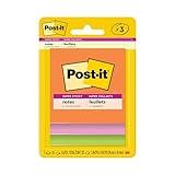 Post-it Super Sticky Notes, 3 Sticky Note Pads, 3 x 3 in., School Supplies for Students, Ideal for Textbooks, Notebooks, Walls and Vertical Surfaces, Energy Boost Collection