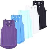 5 Pack Tank Tops Workout Shirts Womens Racerback Athletic Tanks Top Running Dri Fit Shirt Activewear Tees Exercise Sleeveless Gym Keyhole Open Cross Back Less Muscle