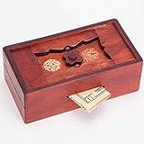 Bits and Pieces - Japanese Secret Puzzle Box - Camouflage Your Cash Money Holder - Brain Teaser - Wooden Secret Compartment Brain Game