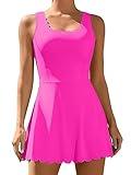 ATTRACO Golf Outfits for Women Workout Tennis Dresses with Pockets Sports Dress Pink S