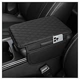 Upgraded Car Center Console Cover,Microfiber Leather Car Armrest Cover Cushion with 2 Storage Bags,Universal Car Armrest Storage Box Car Interior Accessories for Most Vehicles (Black)