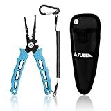 FLISSA 7-1/2 Inch Fishing Pliers, 420 Stainless Steel Fish Pliers, Corrosion Resistant Fishing Pliers Hook Remover, Split Ring Pliers for Fishing with Braid Cutters, Sheath and Lanyard