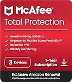 McAfee Total Protection 2024 | 3 Device | Cybersecurity Software Includes Antivirus, Secure VPN, Password Manager, Dark Web Monitoring