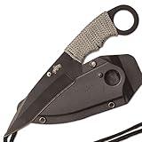 Master USA MU-1119GC Tactical Neck Knife, Black Blade, Cord-Wrapped Steel Handle, 6.75-Inch Overall, Grey Camo