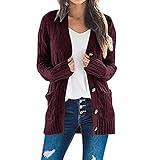 Cyber Sales Monday Women's Cardigan Chunky Open Front Button Sweaters with Pockets Loose Slouchy Oversized Fall Outerwear Coat Womens Clothes Fall 2023 Wine 2X