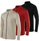 3 Pack: Men’s Quick Dry Fit Long Sleeve Full Zip Up Workout Running Jacket Fitness Sports Casual Outdoor Hiking Performance Active Athletic Wicking Track Hybrid Golf Windbreaker Sweatshirt Set 2, XL