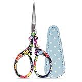 Hisuper Sewing scissors sharp Embroidery Crafting Threading Scissors with Leather Scissors Cover for Needlework Craft Art Work Manual Handicraft DIY Tool