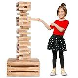 SWOOC Games - Giant Tower Game | 60 Large Blocks | Storage Crate/Outdoor Game Table | Starts Over 2.5ft Big | Max Height of 5ft | Genuine Jumbo Toppling Yard Games | Jumbo Backyard Set