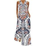 Pet Deals of The Day Lightning Deals Today Prime Summer Dresses for Women 2024 Casual Boho Floral Maxi Dress Trendy V Neck Long Dresses Flowy Beach Dress with Pockets,Sunmer Dresses