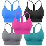 Evercute Racerback Sports Bras Padded Y Racer Back Cropped Bras for Yoga Workout Fitness Low Impact