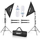 EMART Softbox Lighting Kit, 20"x28" Soft Box Lights Photography Accessories with 125W 5500K CFL Light Bulbs, Professional Camera Photography Lighting Kit for Studio Video Recording, Filming, Podcast