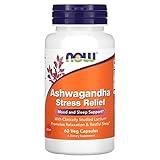 NOW Foods Supplements, Ashwagandha Stress Relief, Mood and Sleep Support*, with clinically Studied Lactium®, Promotes Relaxation and restful Sleep*, 60 Veg Capsules