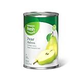 Amazon Fresh Brand, Canned Pear Halves in Pear Juice from Concentrate, 15 Oz (Previously Happy Belly, Packaging May Vary)