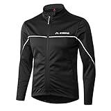 INBIKE Men's Cycling Jacket, Winter Fleece Thermal Windproof Soft Shell Wind Coat Black Large