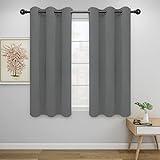 Easy-Going Blackout Curtains for Bedroom, 2 Panels Solid Thermal Insulated Grommet and Noise Reduction Window Drapes, Room Darkening Curtains for Living Room (42x63 in, Gray)