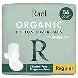 Rael Pads For Women, Organic Cotton Cover Pads - Regular Absorbency, Unscented, Ultra Thin Pads with Wings for Women (Regular, 56 Total)