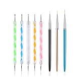 FULINJOY 5PCS Dotting Pens with 3 PCS Nail Painting Brushes, Nail Art Design Tools