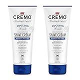 Cremo Barber Grade Cooling Shave Cream, Astonishingly Superior Ultra-Slick Shaving Cream Fights Nicks, Cuts And Razor Burn, 6 Fl Oz (2 Pack), WHITE