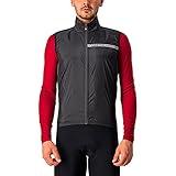 Castelli Men's Squadra Stretch Vest, Windproof Full Lenth Zip Shell with High Collar for Road and Gravel Biking I Cycling - Light Black/Dark Gray - X-Large