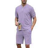 FZNHQL 2 Piece Outfit Men Athletic Two Piece Set Plus Size Sports Shorts and T-Shirt Summer Casual Fashion Trend Streetwear Set Purple 3X-Large