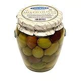 Giusto Sapore Italian Olives - Mixed Pitted - Premium Gourmet GMO Free - Imported from Italy and Family Owned - 19.4oz.