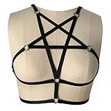 Sexy Women Harness Halter Pentagram Body Harness Bra Caged Bra Cupless Bra Punk Gothic Style Strappy Bralette One Size