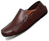 Go Tour Men's Premium Genuine Leather Casual Slip On Loafers Breathable Driving Shoes Fashion Slipper Dark Brown 11/47