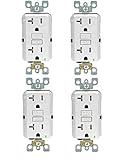 Leviton GFNT2-4W Self-Test SmartlockPro Slim GFCI Non-Tamper-Resistant Receptacle with LED Indicator, Wallplate Not Included, 20-Amp, White (4 Pack)