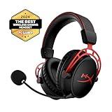 HyperX Cloud Alpha Wireless - Gaming Headset for PC, 300-hour battery life, DTS Headphone:X Spatial Audio, Memory foam, Dual Chamber Drivers, Noise-canceling mic, Durable aluminum frame,Red