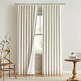 Vision Home Natural Pinch Pleated Full Blackout Curtains Linen Blended Room Darkening Window Curtains 95 inch for Living Room Bedroom Thermal Insulated Pinch Pleat Drapes with Hooks 2 Panel 40"Wx95"L